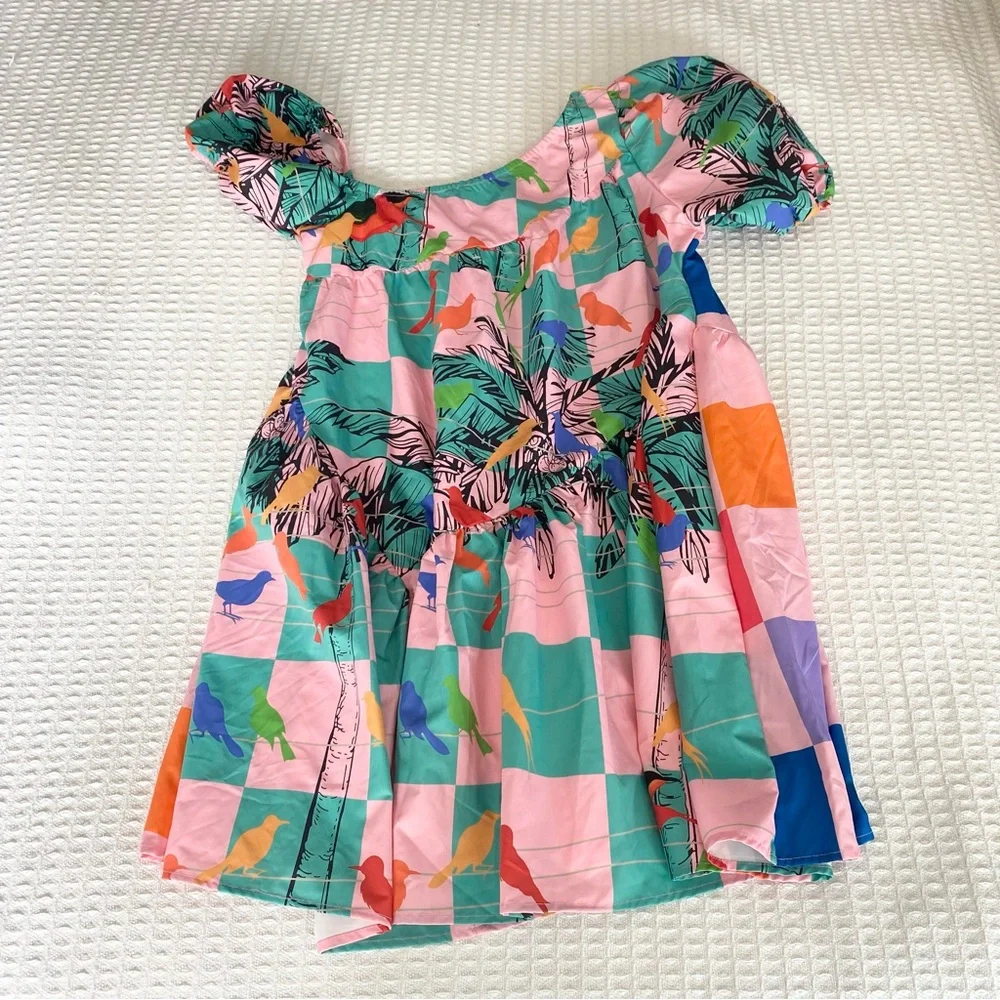 SHEIN colorful tropical printed mini dress NWT size medium